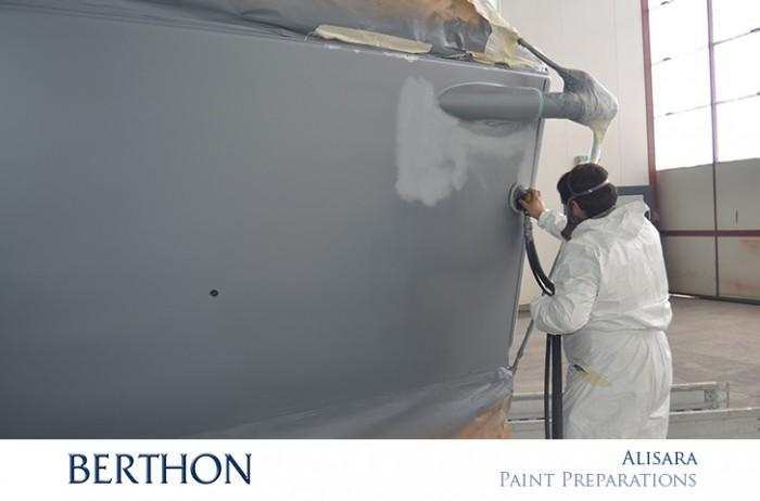 Berthon yacht paint preparation - sanding back