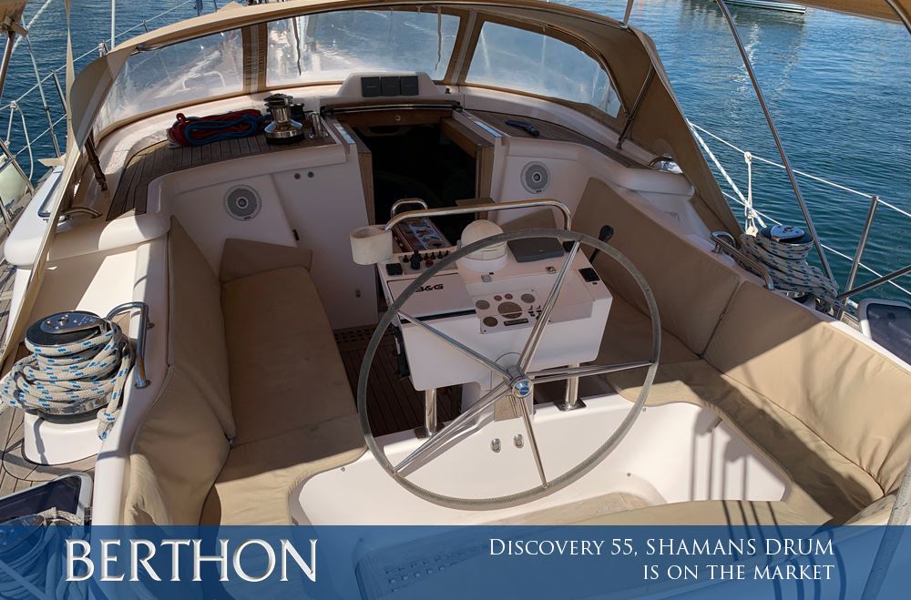 Benchmark blue water cruising yacht, Discovery 55 SHAMANS DRUM is on the market